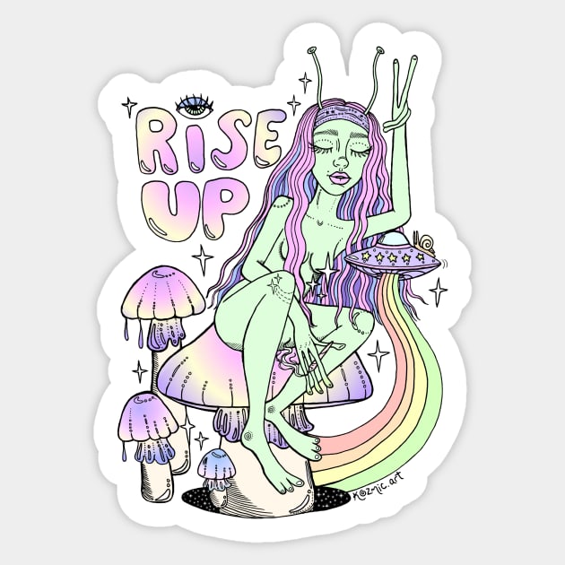 Rise Up Sticker by Kozmic Art